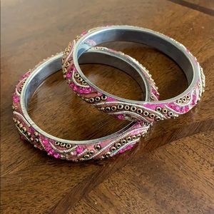 💞Pink Indian Bangles- Set of 2